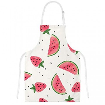 My Daily Küchenschürze mit Taschen Ofenhandschuh und Topflappen Set Erdbeer-Wassermelone verstellbare Kochschürze Mikrowellen-Handschuh Topflappen 3-teilig