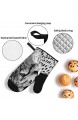 4-teiliger Ofenhandschuh und Topflappen Gepard schwarz weiß rutschfeste wasserdichte und hitzebeständige Mikrowellenhandschuhe zum Kochen und Backen in der Küche