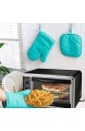 AUBIG - Ofenhandschuhe und Topflappen Set 2 Handschuhe + 2 Isolierpads Backhandschuhe Kochhandschuhe Küche Topfhandschuhe für Kochen Backen Blau
