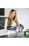 BCS Kitchen Tools extra Lange Ofenhandschuhe zum Backen Kochen und Grillen - Anti-Rutsch Silikon Topfhandschuhe - Hochwertige hitzebeständige Topflappen mit Eingriff in Blau