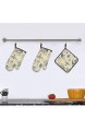 HaiYI-ltd Ofenhandschuhe und Topflappen 3-teiliges Set blaues Toile französisches Landhaus-Cherub-Muster Küchenhandschuhe und Topflappen rutschfeste Küchenhandschuhe zum Kochen Backen Grillen