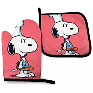 Ofenhandschuhe und Topflappen - Kochen Snoopy Hitzebeständige Küche Kochofen Handschuhe und Topflappen Set-6L2