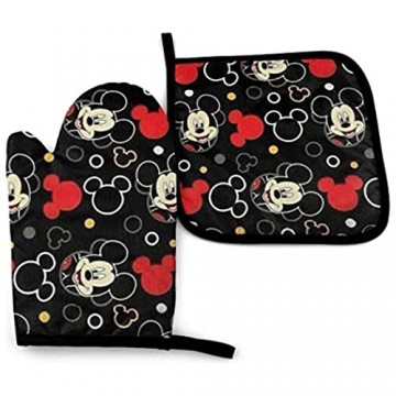 Ofenhandschuhe und Topflappen - Mickey Mouse Hitzebeständiger Küchenkochofen Handschuhe und Topflappen Set-9W1