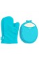 Topflappen und Ofenhandschuhe/Handschuhe mit Silikon bedruckt – 2 heiße Pads und 2 Topflappen 4-teiliges hitzebeständiges Küchenwäsche-Set zum Kochen Backen Grillen Grillen Blaugrün Honla