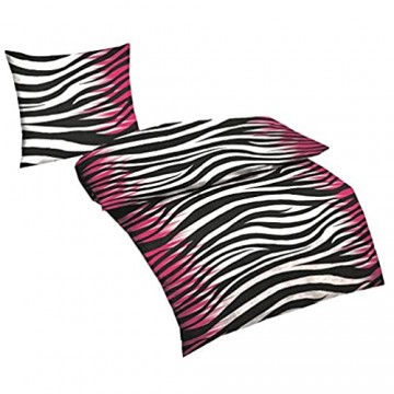 4 Teilige BETTWÄSCHE Microfaser Bettbezug Übergröße 2x 155x220cm 2x Kopfkissen Bezug 80x80cmTOP Tierfell Muster Streifen Schwarz Weiß Pink ZEBRA