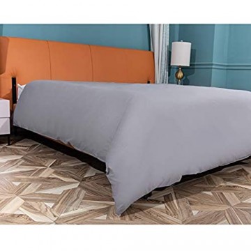 ComfortAce Bettwäsche 155x220cm Bettbezug aus 100% Baumwolle Spannbetttuch Bettbezüge ohne Reißverschluss Allergiker geeignet Hellgrau