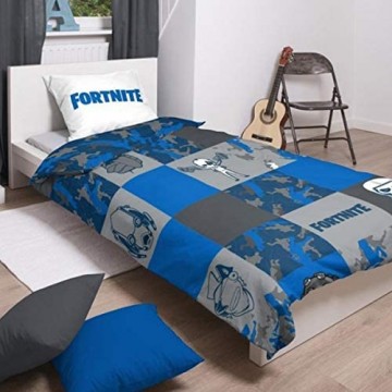 Epic Games FORTNITE Wende-Bettbezug für Einzelbett 140 x 200 cm und Kissenbezug 100 % Baumwolle
