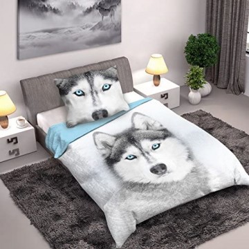 Husky Einzelbett Bettbezug Bettwäsche Set 100% Baumwolle
