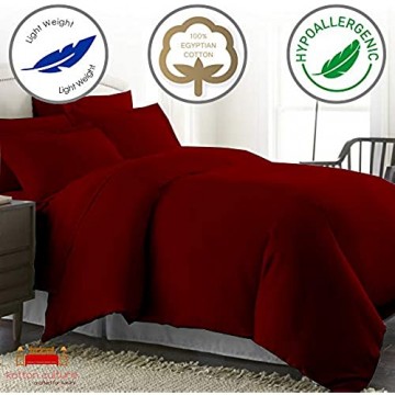 Kotton Culture Premium-Bettbezug 100 % ägyptische Baumwolle Fadenzahl 600 mit Reißverschluss und Eckbändern luxuriös (California King/King/Kingsize Burgunderrot)