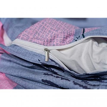 MenHapS 6 Farben Bettwäsche mit Bettbezug 240 x 220 cm / 65 x 65 x 2 cm Baumwolle Hochwertige Qualität für 2 Personen mit Reißverschluss Schiefer