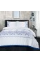 Nimsay Home Bestickter Antalia Bettbezug luxuriös florale Stickerei Poly-Baumwolle einfarbig weiß wendbar Tagesbett Bettwäsche-Set blau Einzelgröße