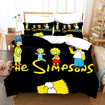 QWAS Bettwäsche Bettbezug Cartoon Anime Simpsons - 200x200cm Gesamt 4 Größen 1 Bettbezug?135 x 200cm? + 2Kissenbezug?50 x 75cm? (X01 140x210cm+50x75cmx2)