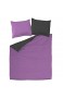 SoulBedroom Schwarz/Violett - Bettbezug 240x220 cm & 2 Kissenbezüge 80x80 cm 100% Baumwolle Bettwäsche Reversibel