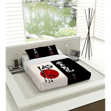 Tsuki Nagasaki Bettbezug Baumwolle Weiß/Schwarz Bett 105 cm