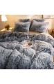 XeGe Luxuriöser zotteliger Bettbezug aus luxuriösem und ultraweichem Kristallsamt Bettwäsche 1 Stück (1 x Kunstfell-Bettbezug) Reißverschluss (Queensize Grau Ombre)