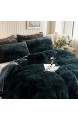 XeGe Zotteliger Plüsch-Bettbezug luxuriös ultraweich Kristall-Samt-Bettwäsche 1 Stück (1 x Kunstfell-Bettbezug) Reißverschluss (Doppelbett dunkelgrün)