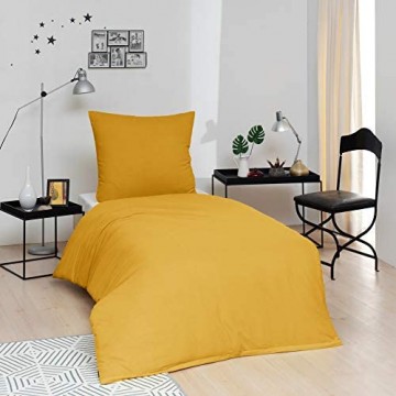 BRIELLE Bettwäsche 135 x 200 cm - Bettwäsche-Set Biber Gelb hohe Qualität weich einfarbig mit Öko-Tex-Zertifizierung