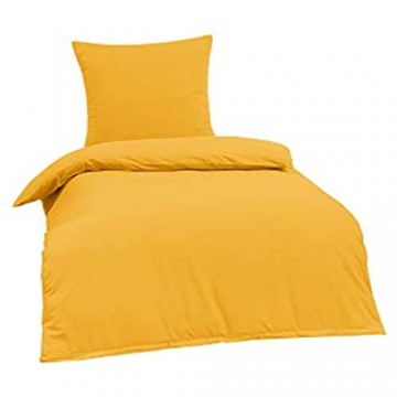 BRIELLE Bettwäsche 135 x 200 cm - Bettwäsche-Set Biber Gelb hohe Qualität weich einfarbig mit Öko-Tex-Zertifizierung