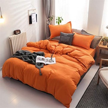 Chanyuan Bettwäsche-Set 2-teilig Bettbezug 135 x 200 cm mit Kissenbezuge 80 x 80cm | Orange | aus 100% Geburstete Mikrofaser