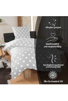DreamHome 2 teilige Sterne Bettwäsche Bettbezug in der Größe 135x200 und Kissenbezug 80x80 Farbe: Silber