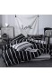 Morbuy Bettwäsche Bettbezug Set 3 Teilig Bettgarnitur Bettwäsche - Set Gemütlich 100% Mikrofaser mit Reißverschluss 1 Bettbezug + 2 Kissenbezug (135x200CM Schwarze und weiße vertikale Balken)