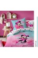 CTI Minnie Mouse Bettwäsche Set ☆ Kinderbettwäsche für Mädchen türkis pink rosa ☆ Disney Minnie Maus Happy ME - 1 Kissenbezug 80x80 + 1 Bettbezug 135x200 cm