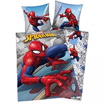 Klaus Herding GmbH Marvel Spiderman Bettwäsche 80x80 + 135x200cm 100% Baumwolle mit Reißverschluss