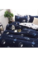 Omela Bettwäsche Planeten 135x200 Kinder Jungen Sterne Weltraum Universum Blau Weiß Wendemotiv Kinderbettwäsche Set Bettbezug und Kissenbezug 80x80 cm Reißverschluss