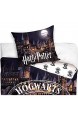 UNIVERSAL Wende Bettwäsche-Set Harry Potter 135 x 200 cm 80 x 80 cm 100% Baumwolle Linon Hogwarts Schule deutsche Standartgröße